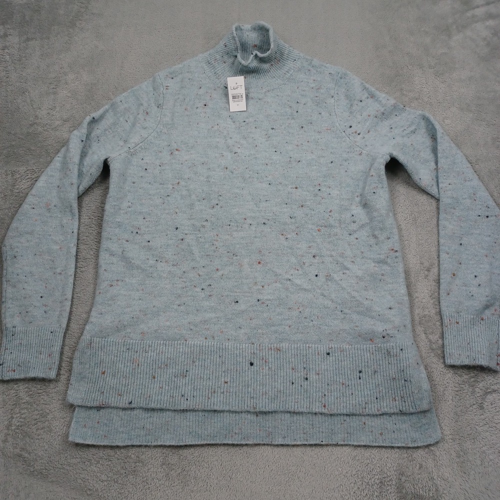 Loft Sweater Womens Medium Blue Turtleneck Pullover Preppy Knit NWT